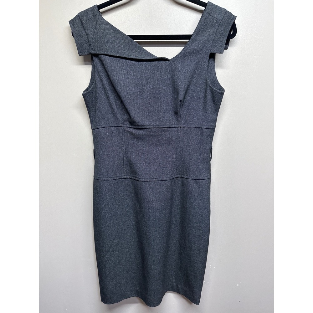LUCE Womens‎ Sheath Dress Charcoal Gray Cap Sleeve V Neck Business M